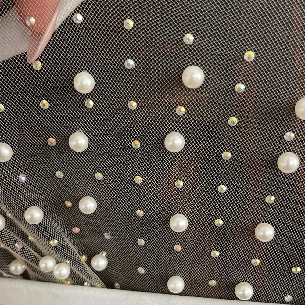 DAVI & DANI Sheer Cream Blouse with White Polka Dots - Picture 2 of 3